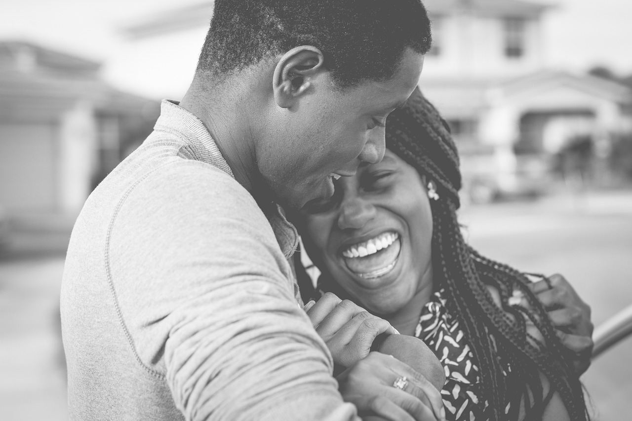 black and white, people, couple